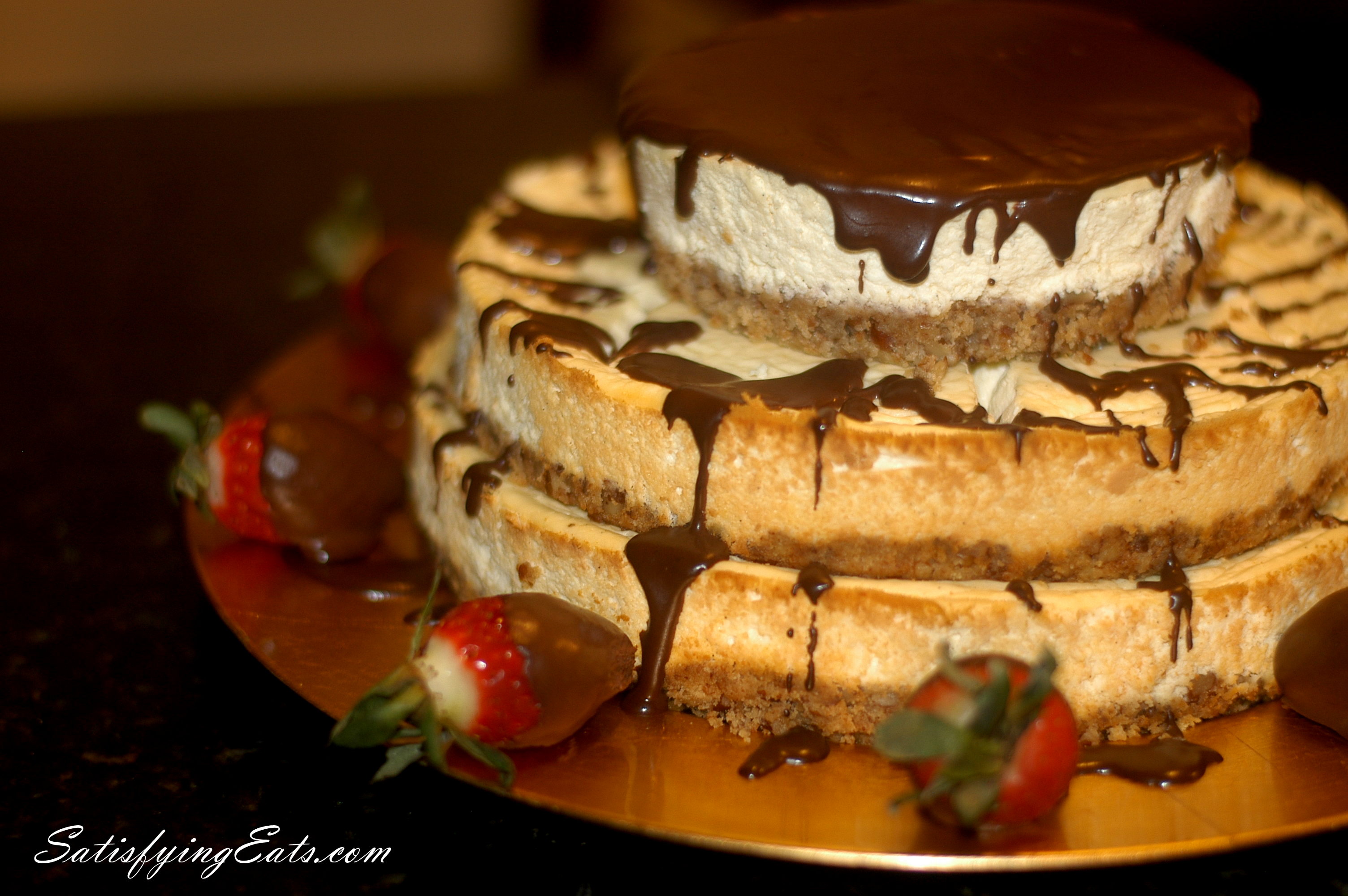 3Layer Cheesecake with Chocolate or Hazelnut Drizzle
