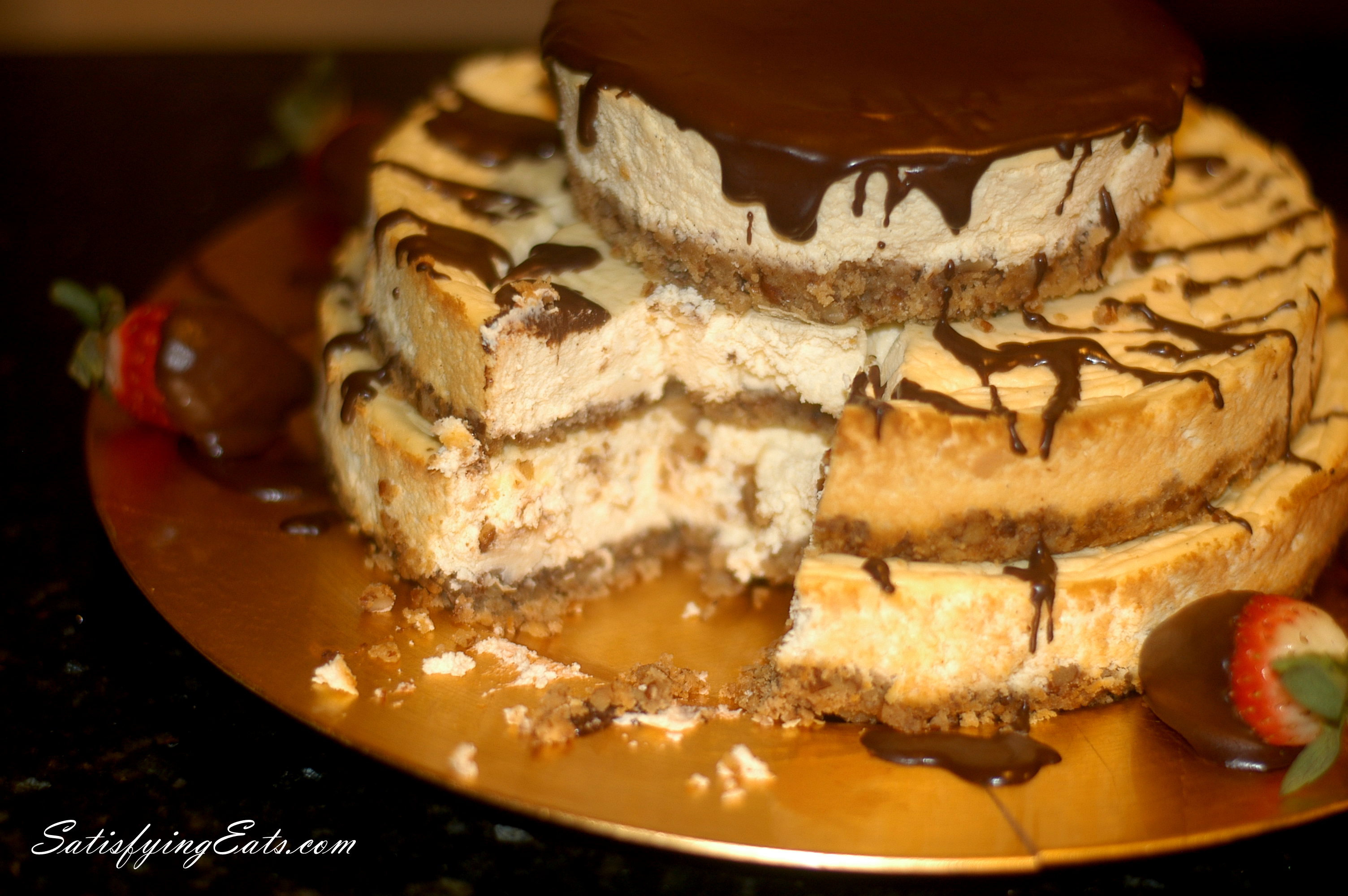 3Layer Cheesecake with Chocolate or Hazelnut Drizzle